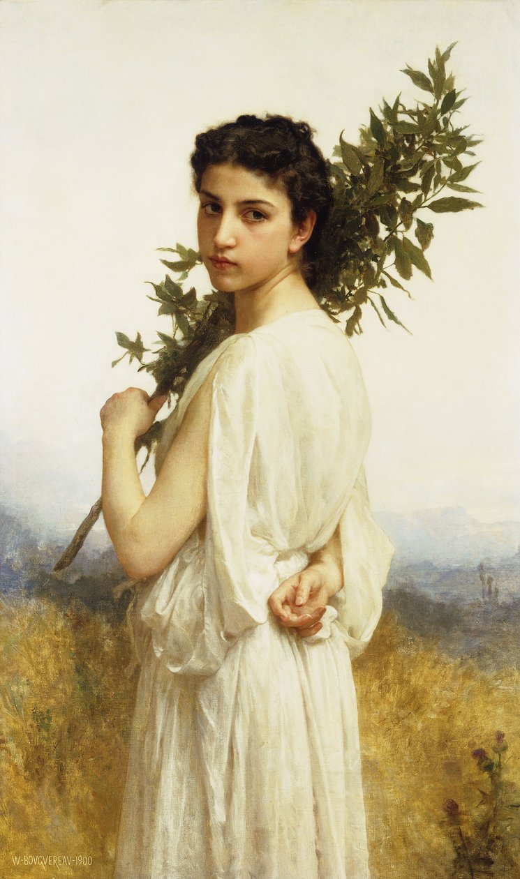 Eine Nymphe, die einen Lorbeerzweig hält, 1900 von William Adolphe Bouguereau