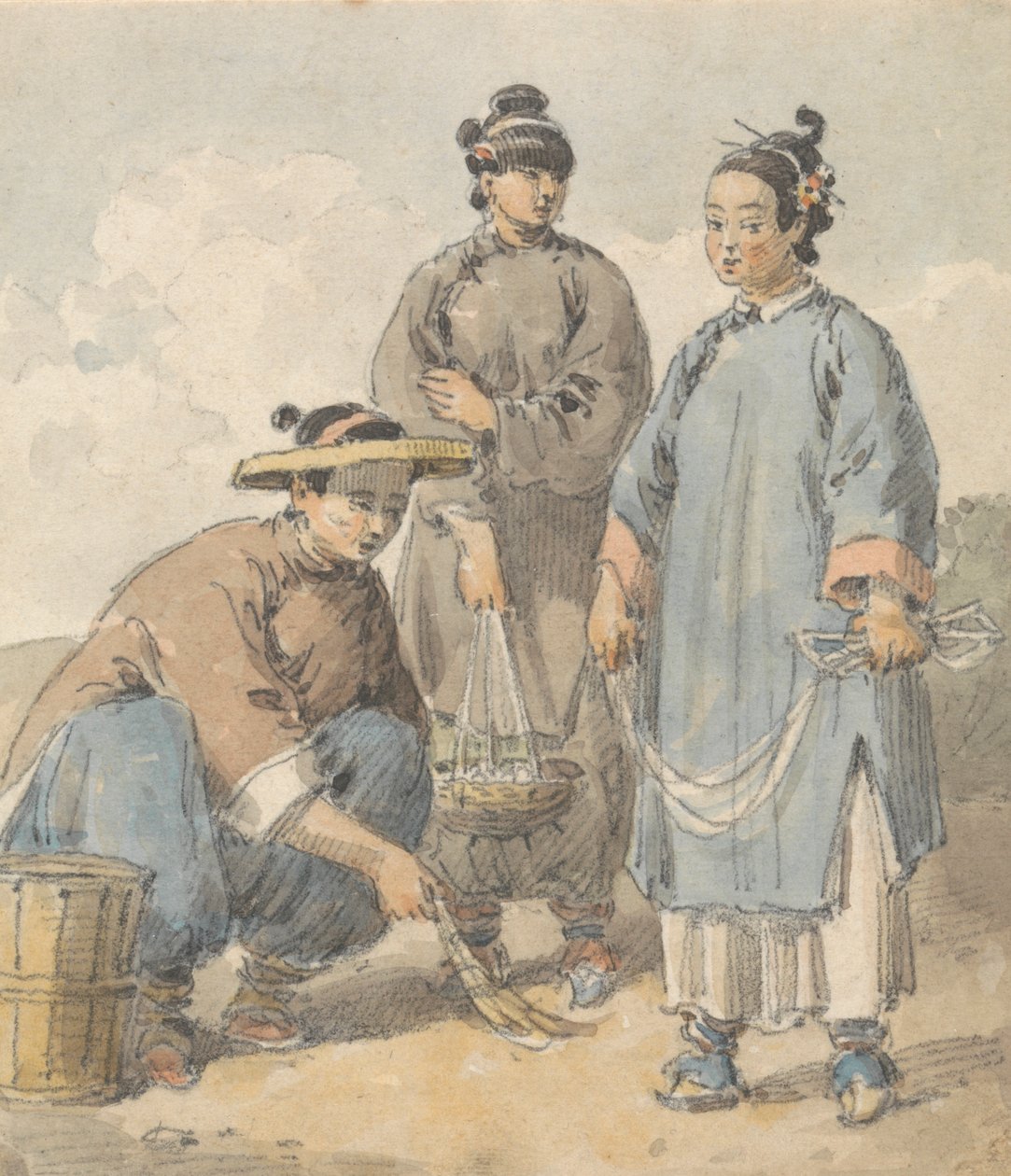 Drei chinesische Straßenverkäuferinnen von William Alexander