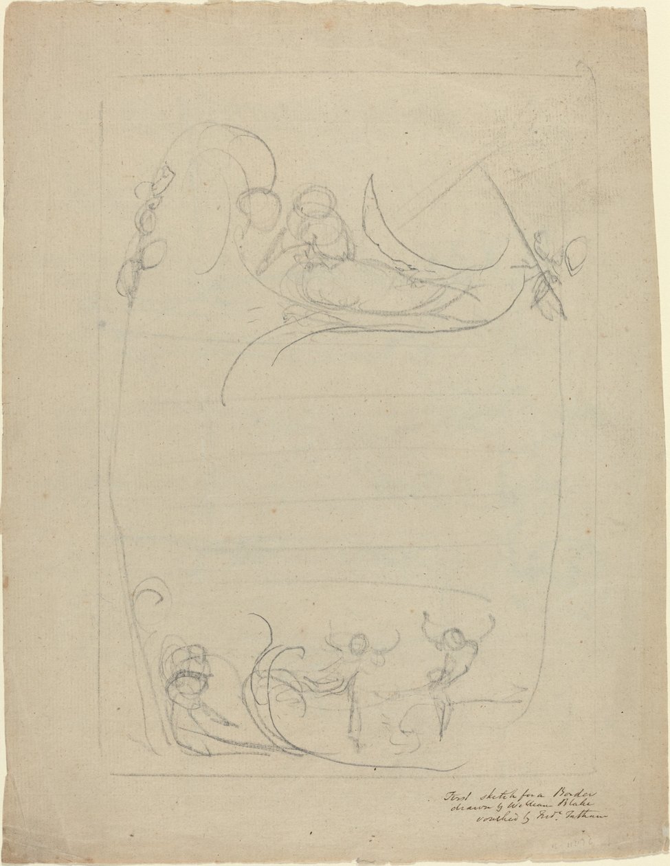 Ein bewaffneter Mann verschmäht eine Frau [recto] von William Blake