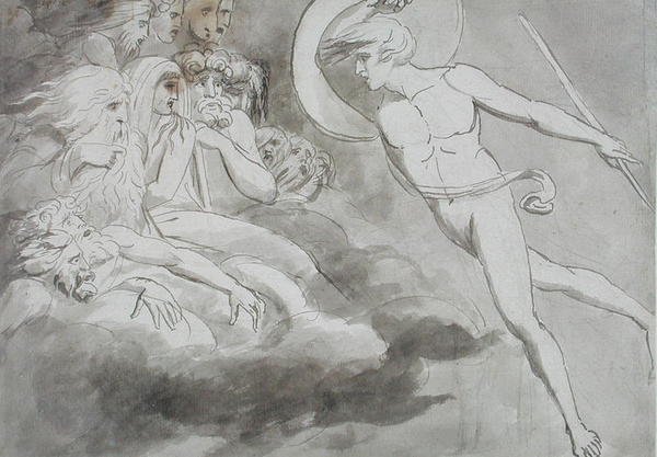 Satan nähert sich dem Hof des Chaos von William Blake