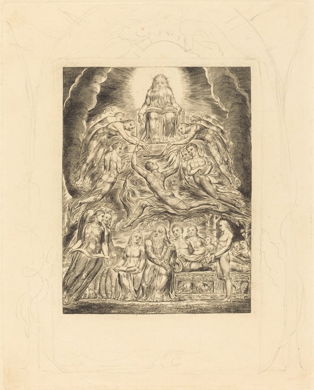 Satan vor dem Thron Gottes von William Blake