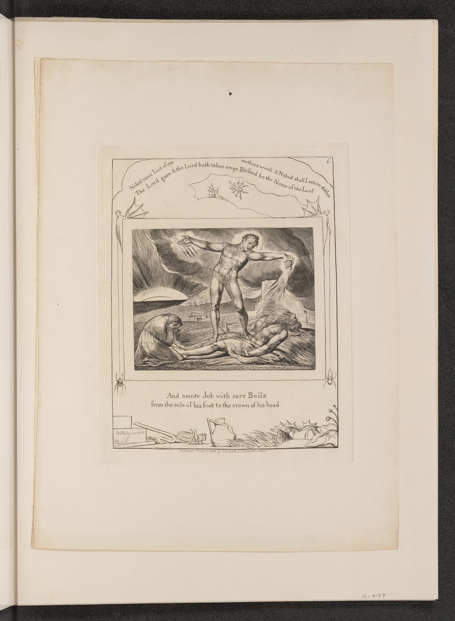 Satan schlägt Hiob mit Geschwüren von William Blake
