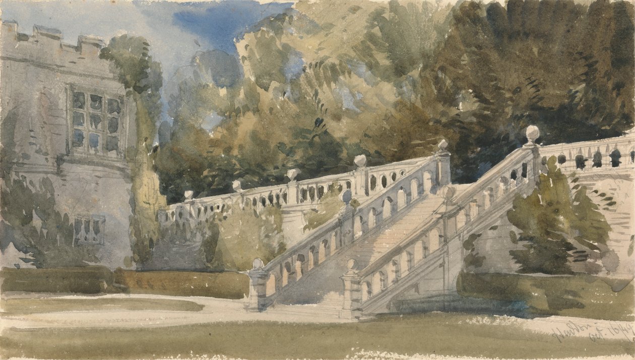 Gartentreppe, Haddon Hall von William Callow