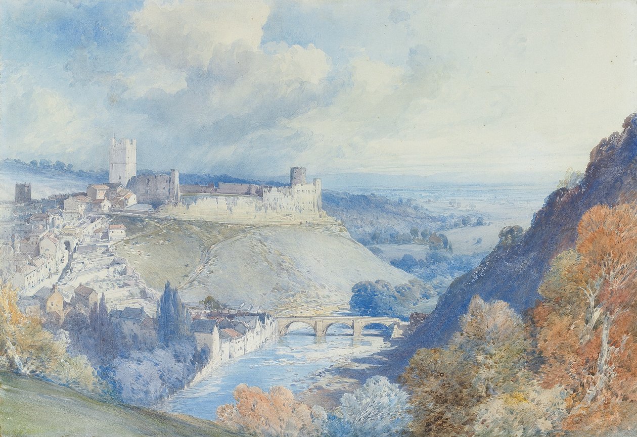 Richmond Castle und Stadt, Yorkshire von William Callow