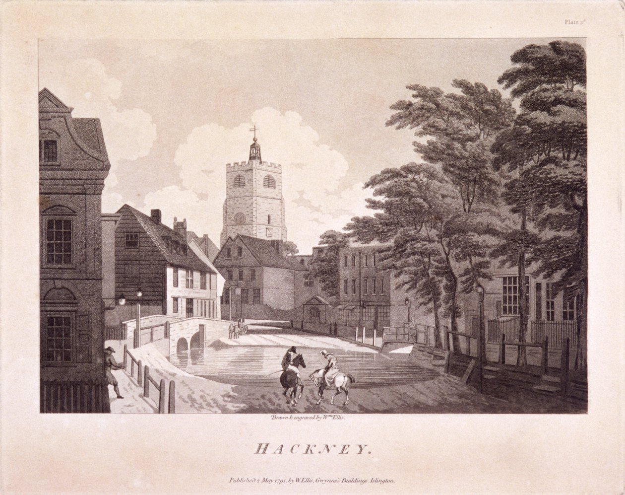 Hackney Brook, Hackney, London, 1791 von William Ellis