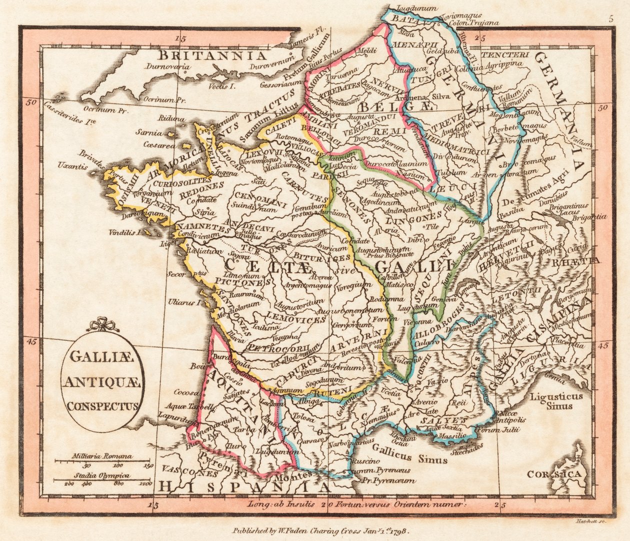 Karte des antiken Gallien von William Faden