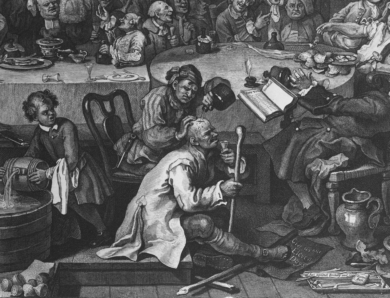 Eine Wahlunterhaltung, 1755 (Detail) von William Hogarth