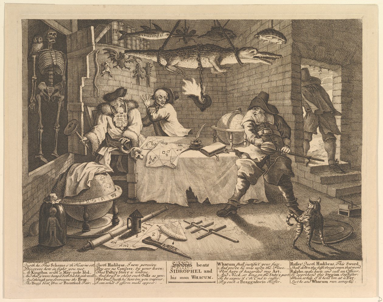 Hudibras schlägt Sidrophel und seinen Mann Whacum von William Hogarth