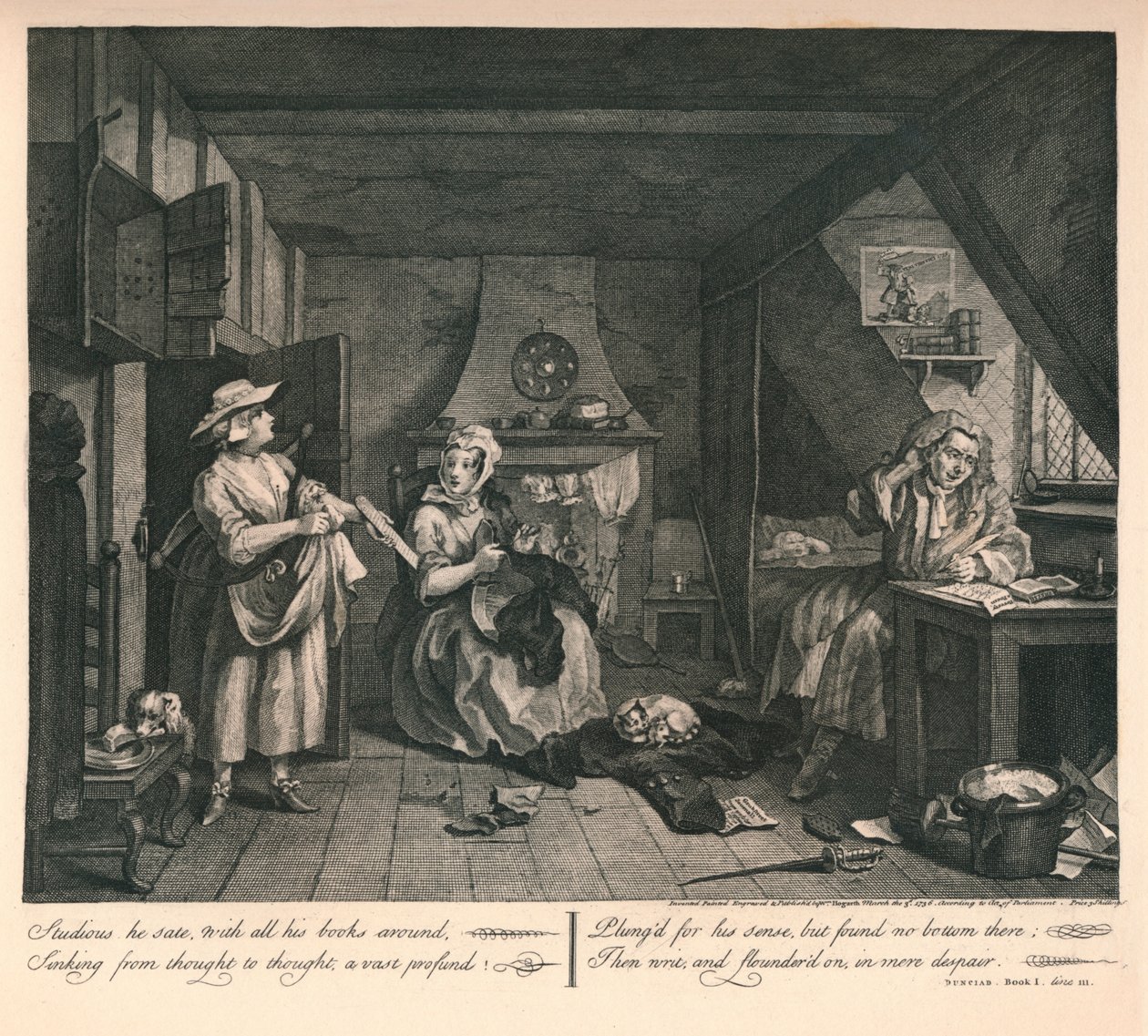 Der bedrängte Dichter, 1740 von William Hogarth