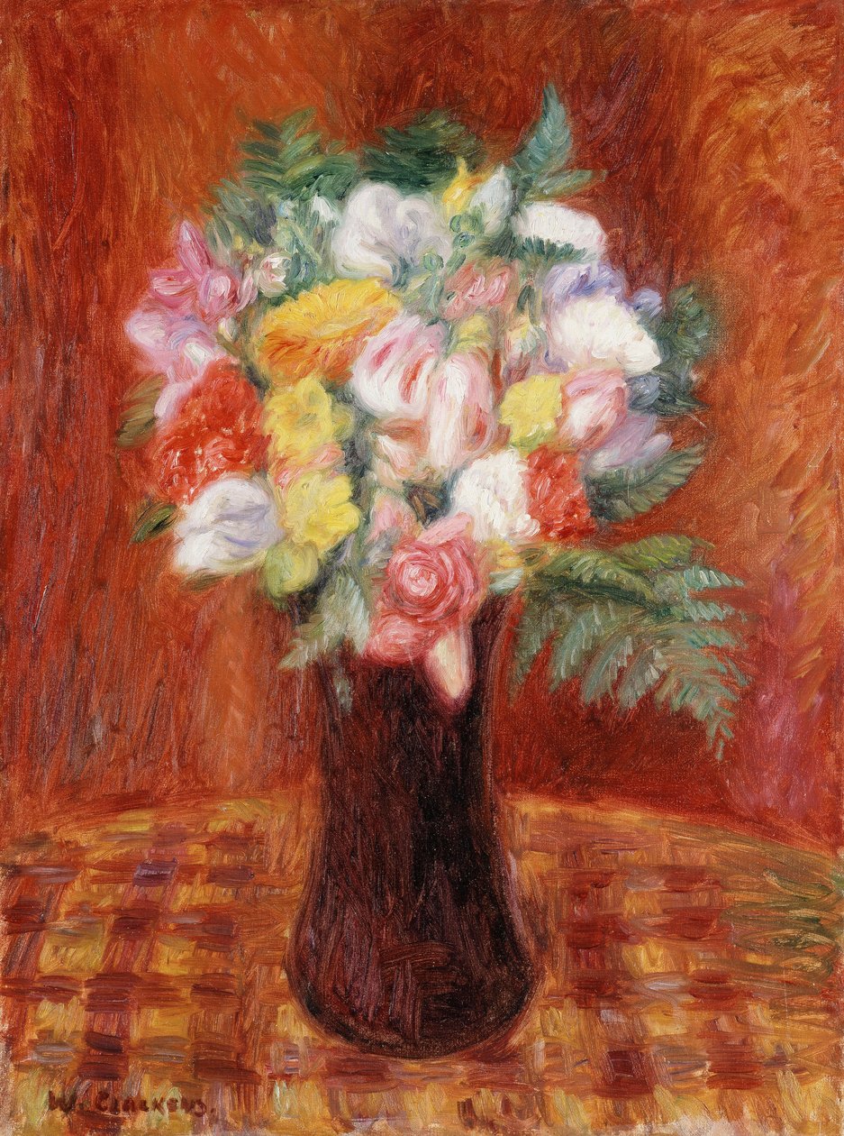 Blumenstrauß in lila Vase von William James Glackens