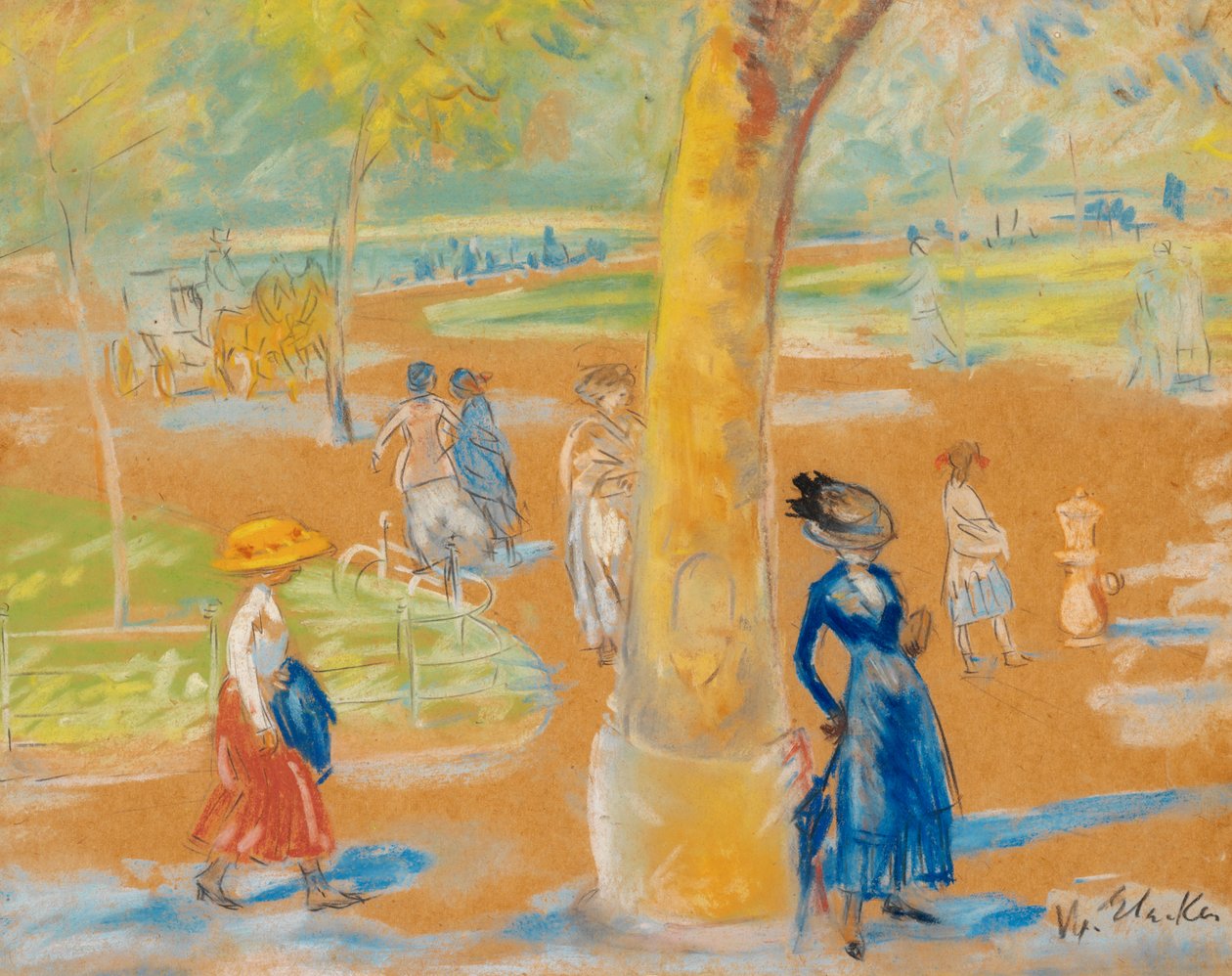 Frau mit Regenschirm, Washington Square von William James Glackens