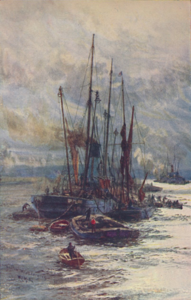 Entladen von Kohle in Lastkähne, 1910 von William Lionel Wyllie