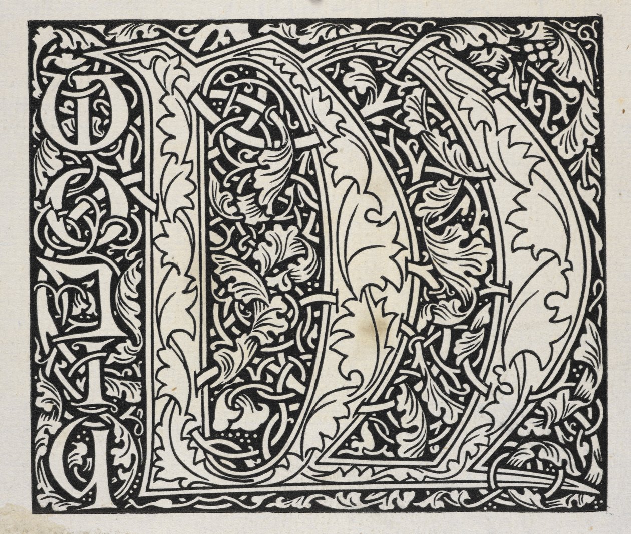 Initiale, schwarz-weiß von William Morris