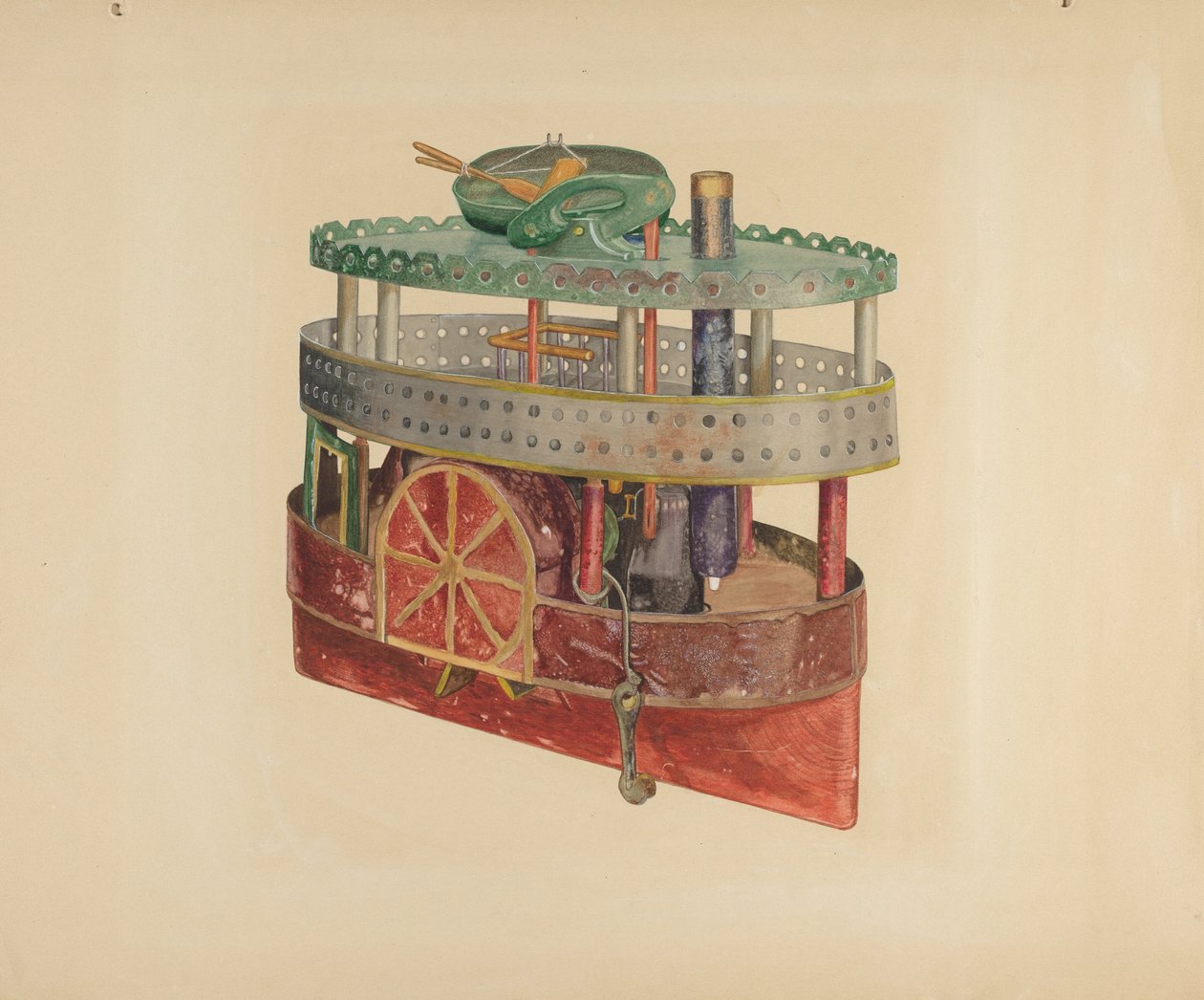 Modell eines Seitenraddampfers von William Pollman