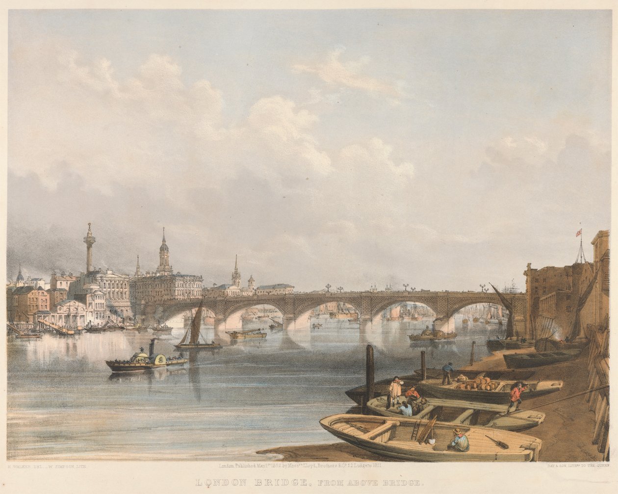 London Bridge von oberhalb der Brücke von William Simpson