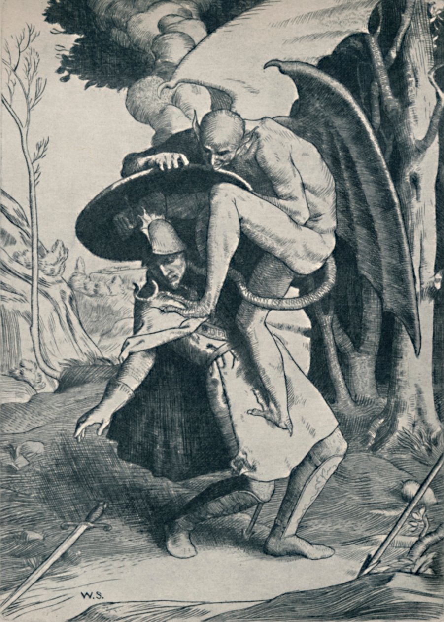 Christian kämpft gegen Apollyon, 1895, 1923 von William Strang