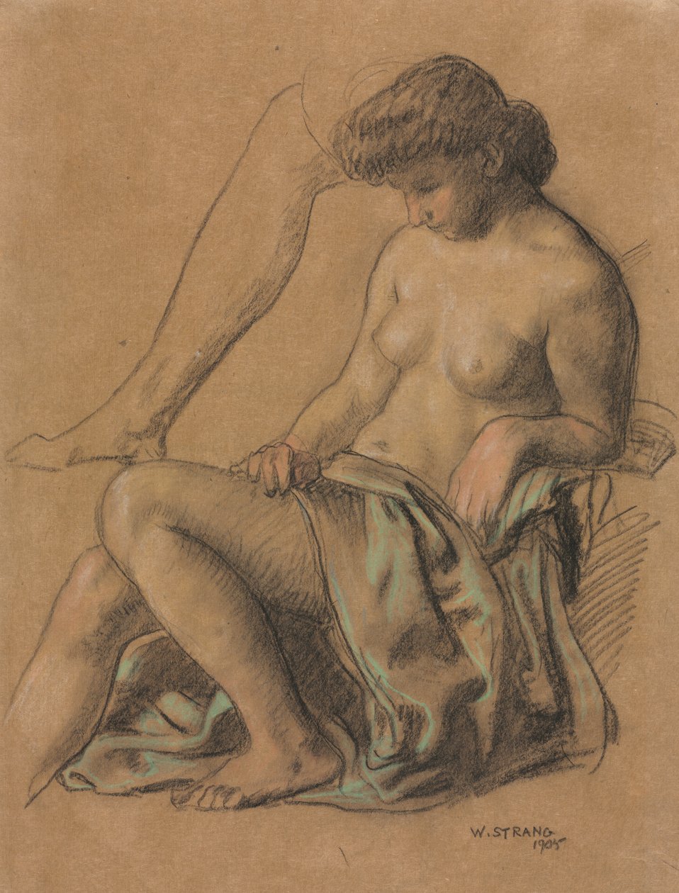 Sitzende Figur mit Gewand von William Strang