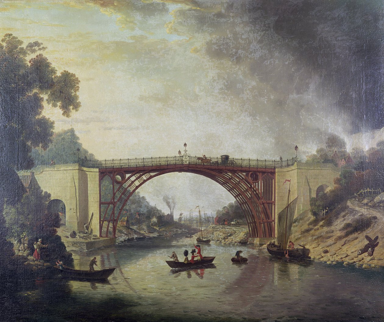 Die Gusseisenbrücke bei Coalbrookdale, c.1780 von William Williams