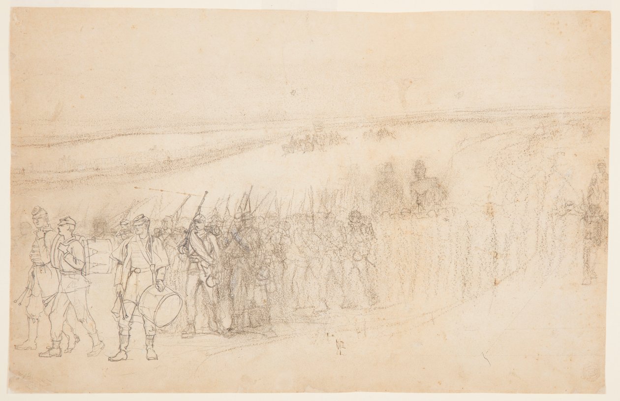 Zeichnung, Marschierende Infanteriekolonne, ca. 1862 von Winslow Homer