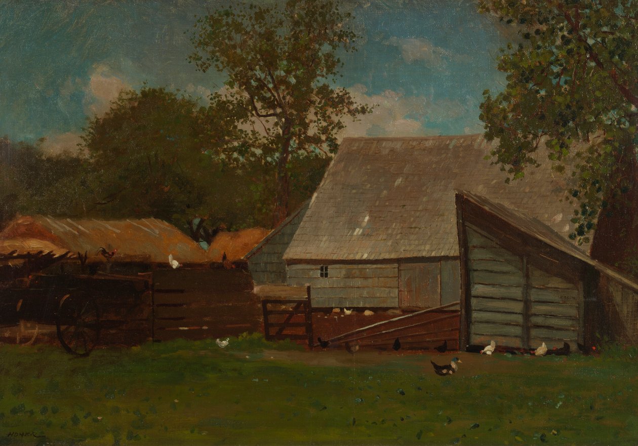 Bauernhof mit Enten und Hühnern von Winslow Homer