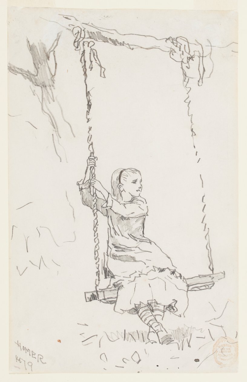 Mädchen auf einer Schaukel von Winslow Homer