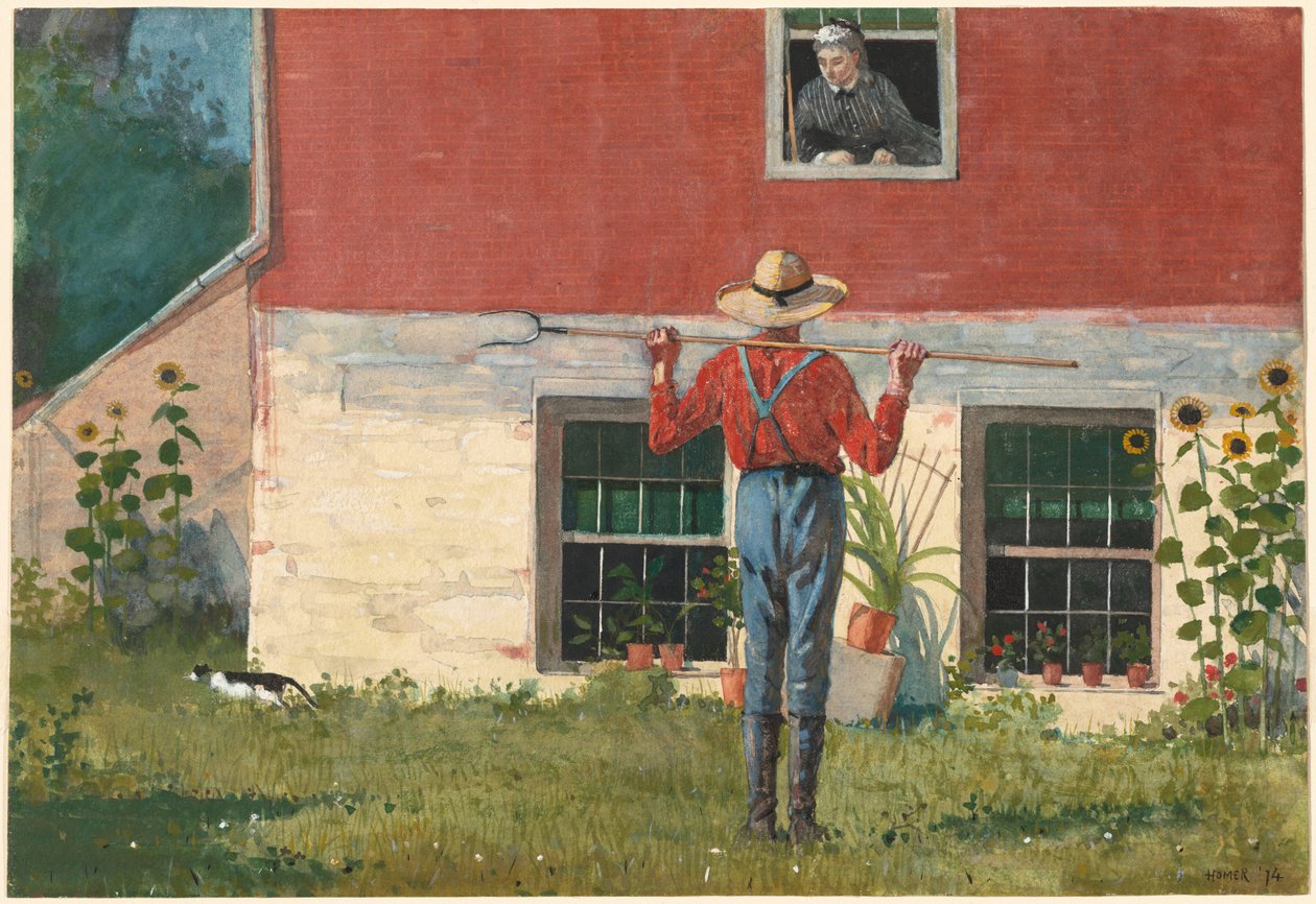 Im Garten (Rustikale Werbung) von Winslow Homer