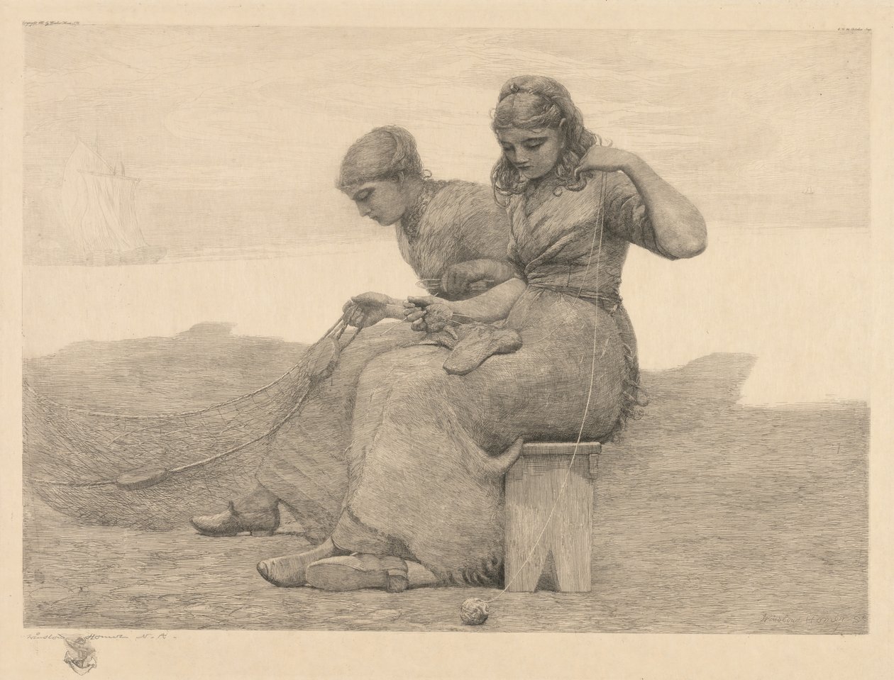 Die Risse flicken, 1888 von Winslow Homer