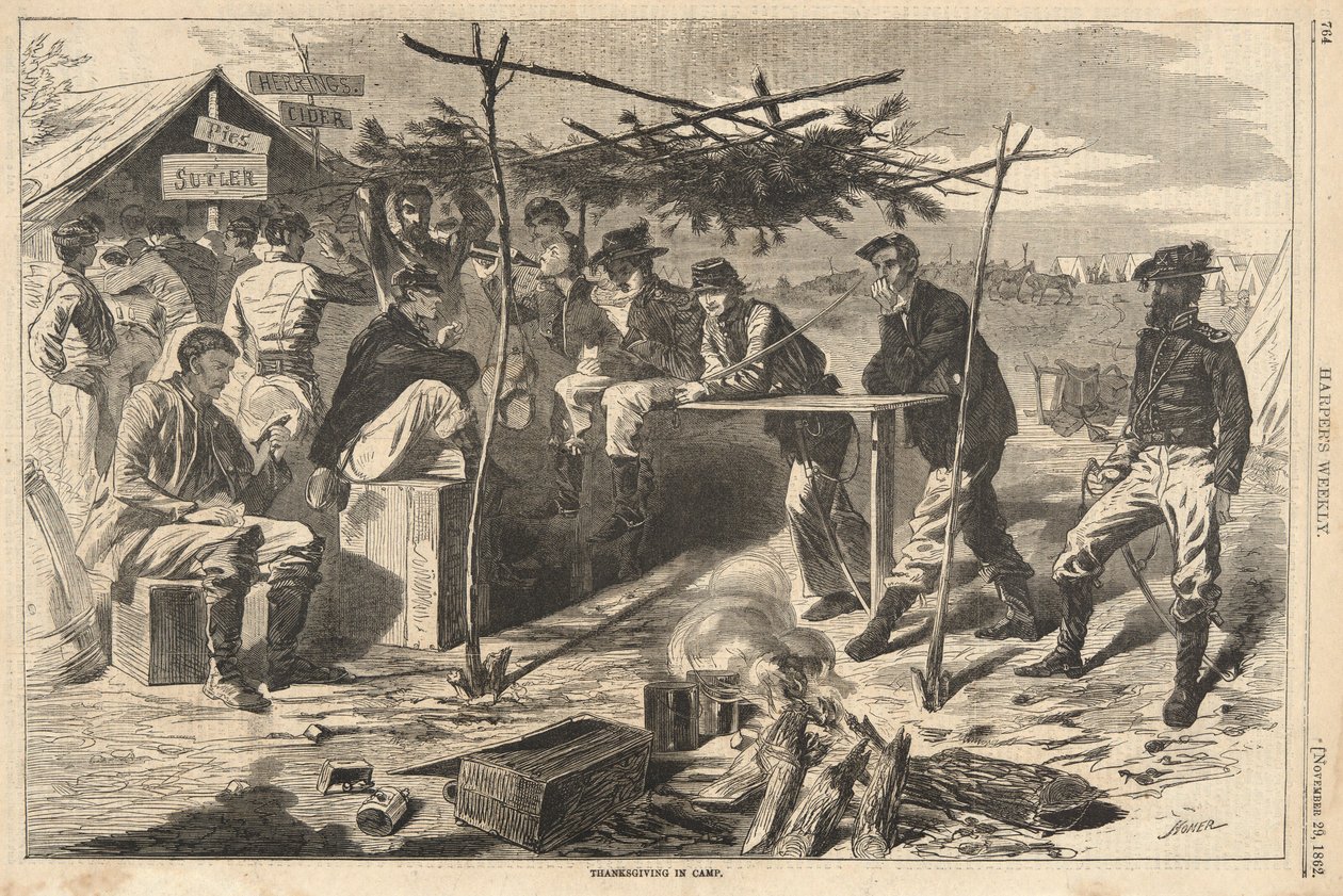 Erntedankfest im Lager, aus Harper von Winslow Homer