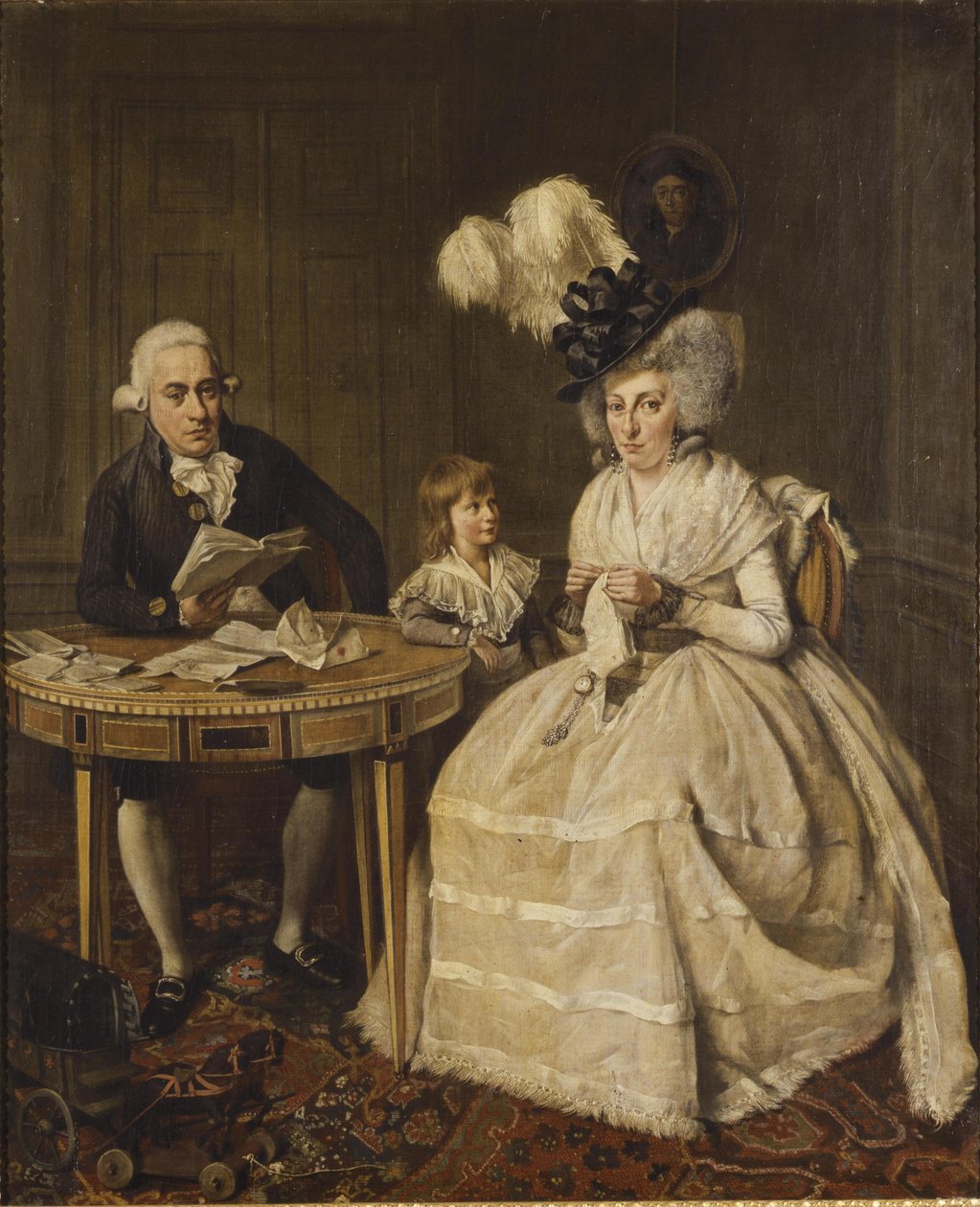 Porträt von Johannes Enschedé jr. mit seiner Frau Johanna Swaving und ihrem Sohn Johannes Enschedé III, von Wybrand Hendriks, 1796 von Wybrand Hendricks