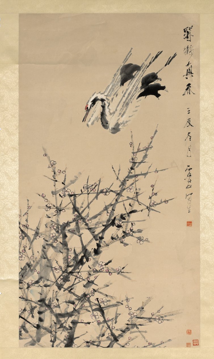 Pflaumenblüten, Kranich und Frühling, Qing-Dynastie von Xugu