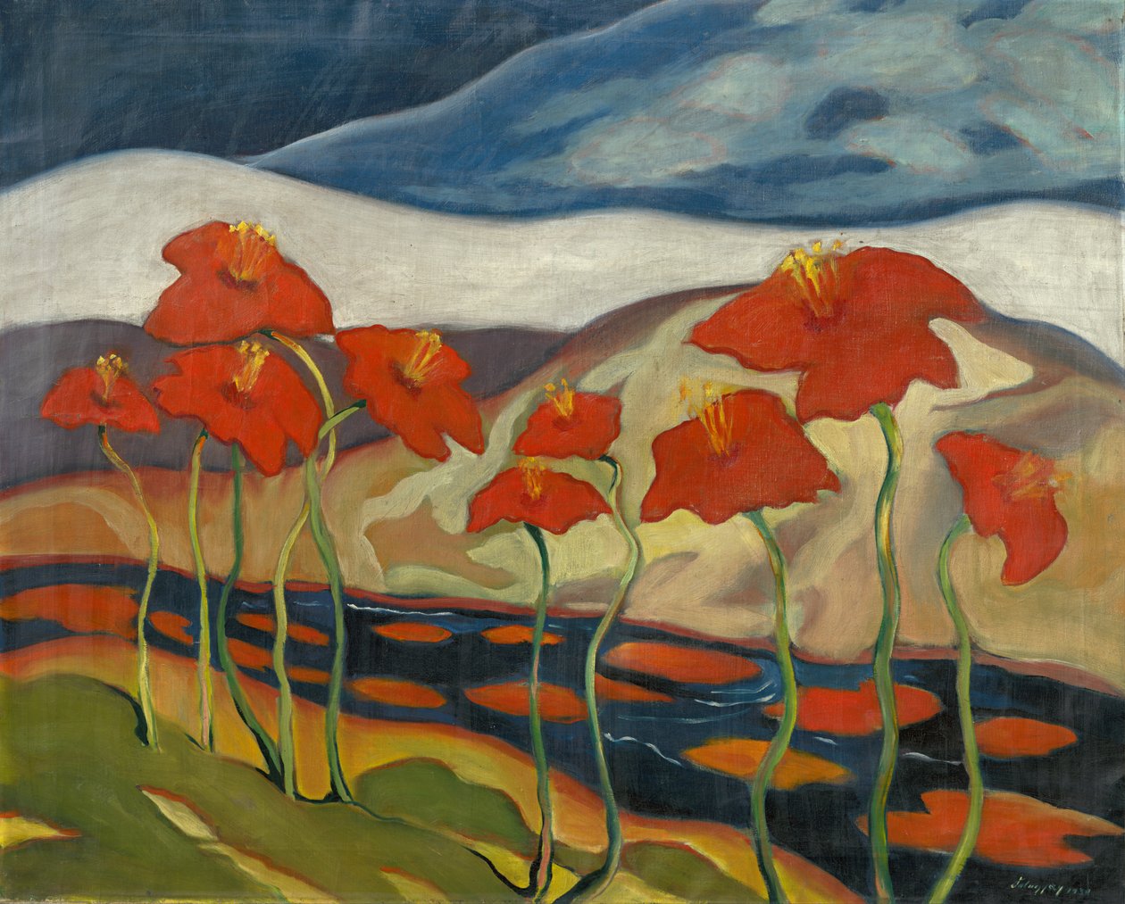 Landschaft mit Blumen von Zolo Palugyay