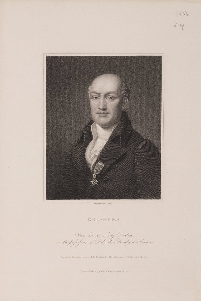 Jean Baptiste Joseph Delambre, französischer Astronom, ca. 1810er von Frederick (attr. to) Barnard