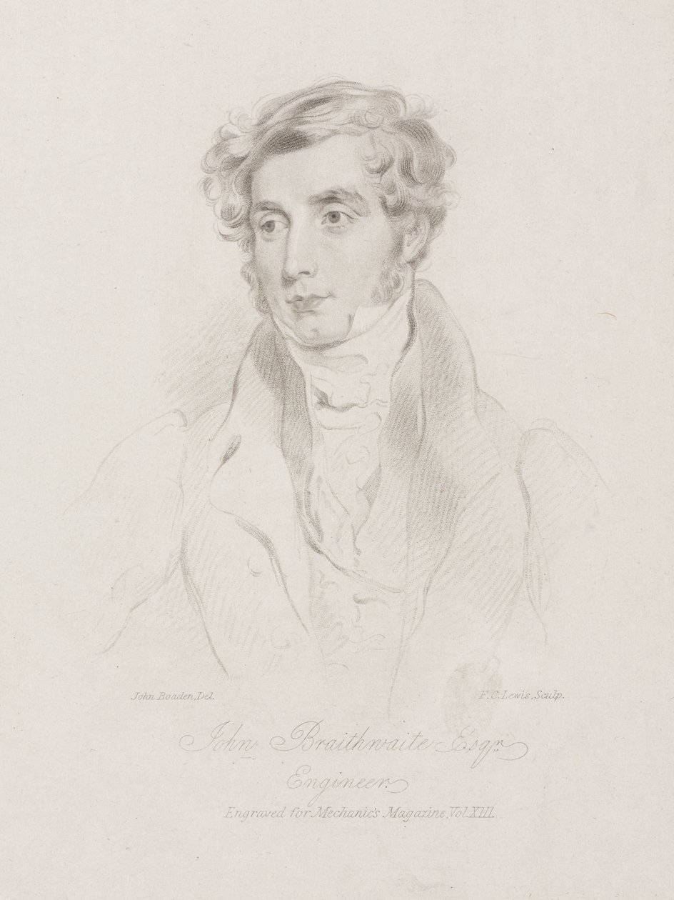 John Braithwaite, britischer Ingenieur, ca. 1830 von Frederick (attr. to) Barnard