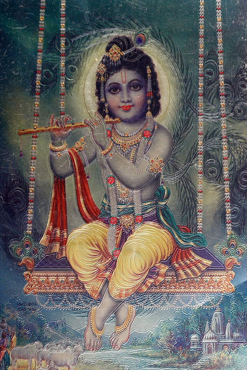 Lord Krishna mit Flöte. Hindu-Gott von . .
