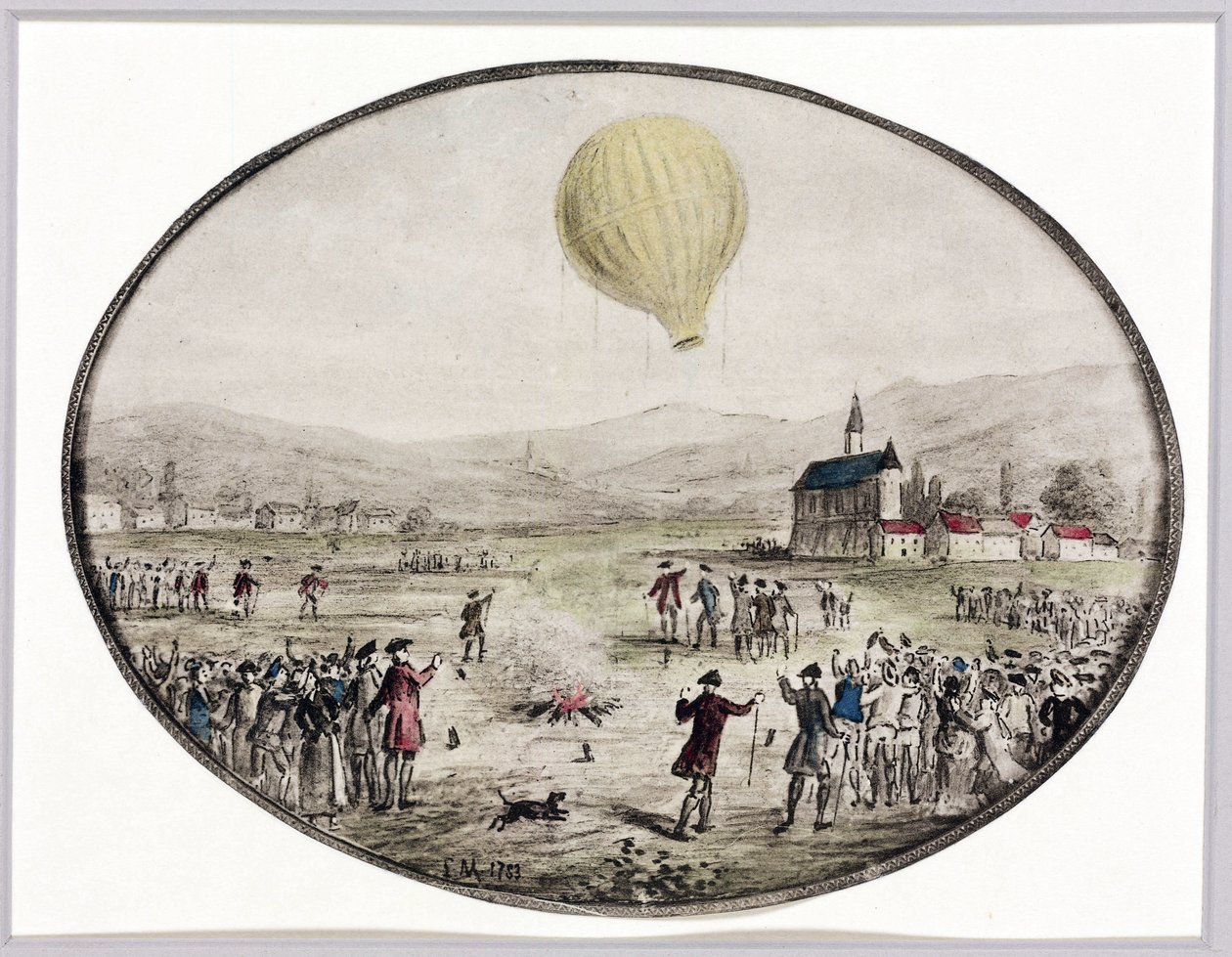 Der erste öffentliche Ballonaufstieg, 5. Juni 1783 von Frederick (attr. to) Barnard