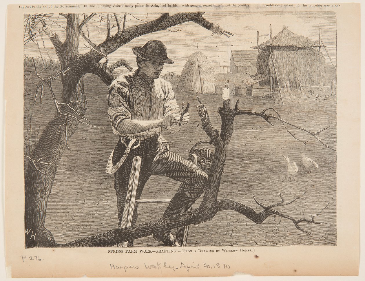 Frühjahrsarbeit auf dem Bauernhof – Pfropfen von after Winslow Homer