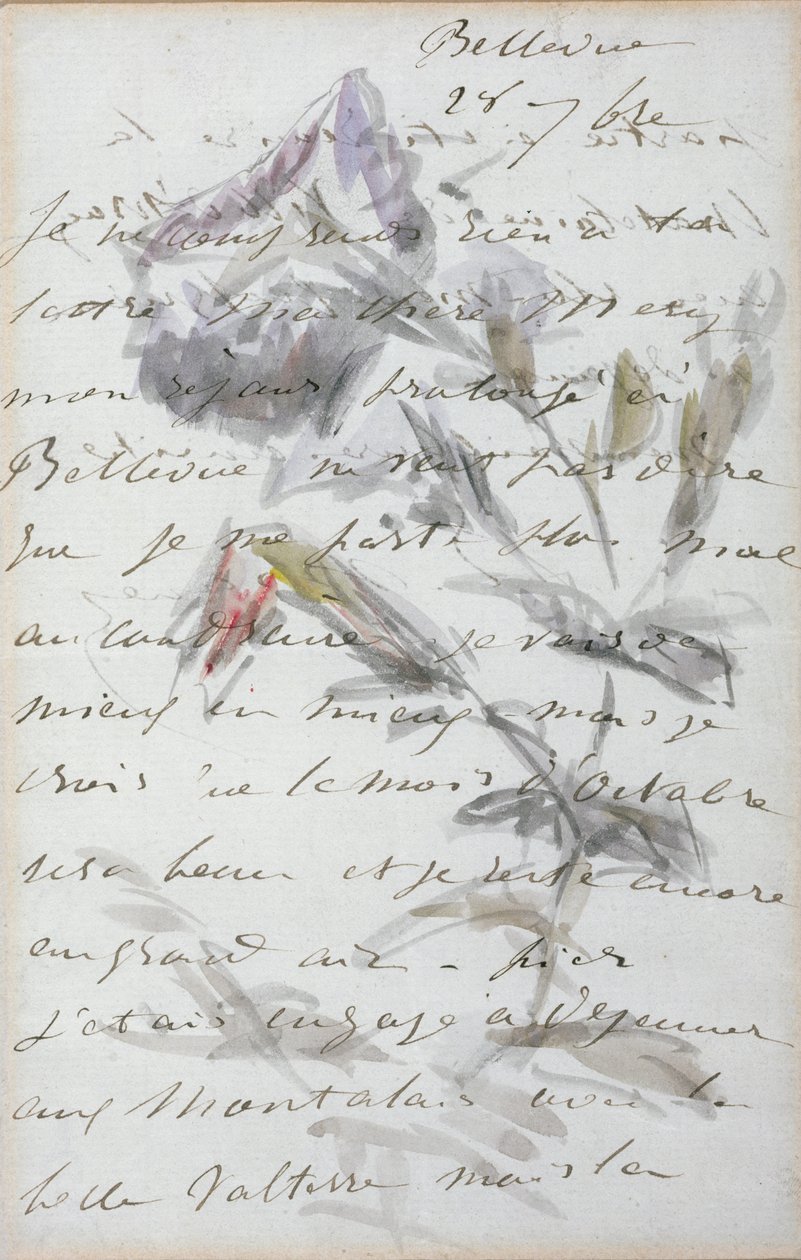 Erste Seite eines Briefes des Malers Manet an seinen Freund und Modell, Mery Laurent, 1880 von Édouard Manet
