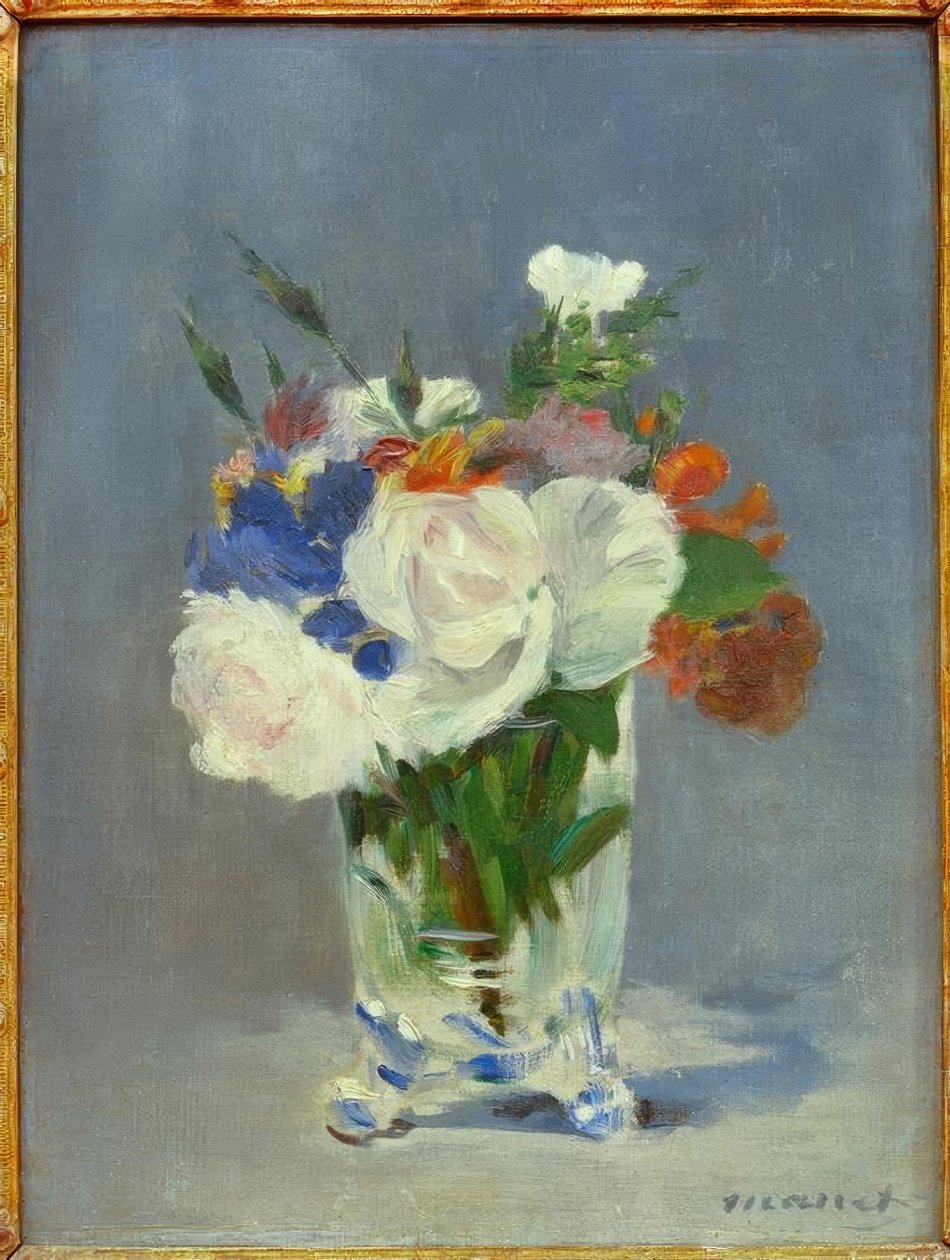 Blumen in einer Kristallvase von Édouard Manet