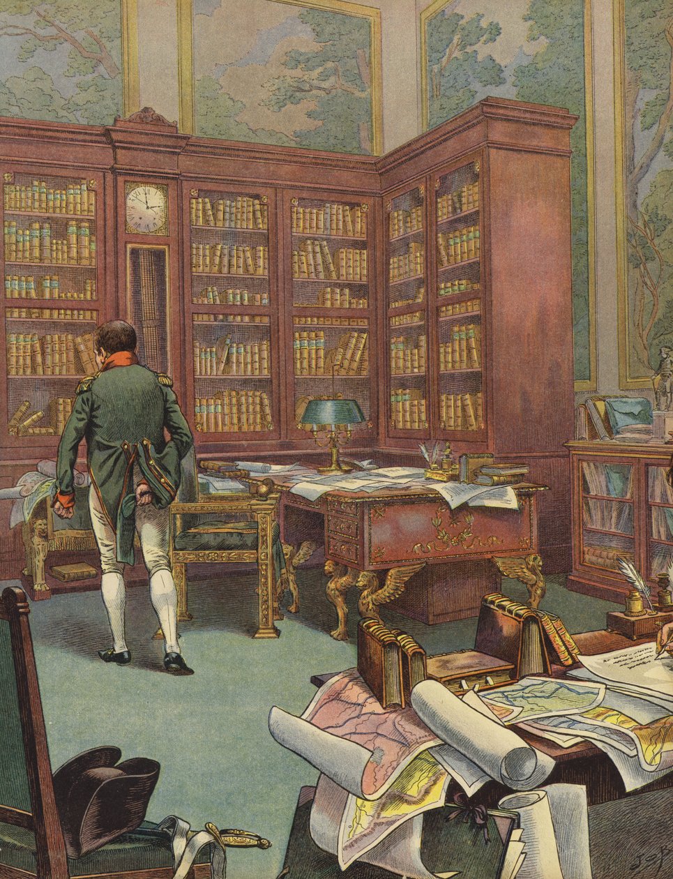 Napoleon Bonaparte studiert Karten in seinem Arbeitszimmer von Jacques Marie Gaston Onfray de Breville (Job)