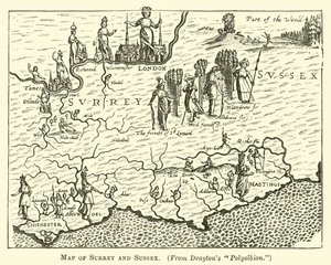 Karte von Surrey und Sussex