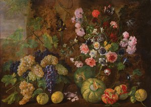 Stillleben mit Früchten und Blumen