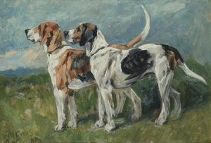 Paar Foxhounds, 1900