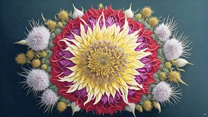 Mandala: Distel mit Blüten-Elemente_01