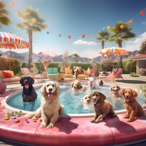 Hunde-Poolparty in Palm Springs 2