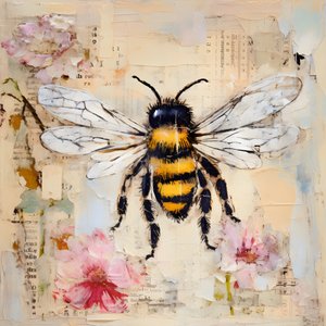 Eine Bienen-Illustration in Pastell-Impasto-Öltechnik 1