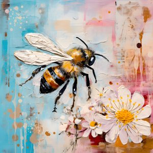 Eine Bienen-Illustration in Pastell-Impasto-Öltechnik 2