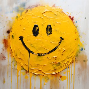 Gelbes Smiley-Gesicht in Impasto gemalt