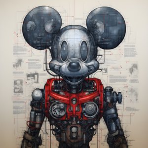 Technische Zeichnungen von Cyberpunk Mickey Mouse 1