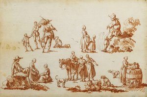 Studien von Figuren und Tieren