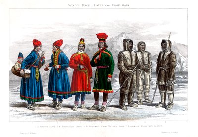 Mongolische Rasse, Lappen und Eskimos, 1800-1900 von A. Portier